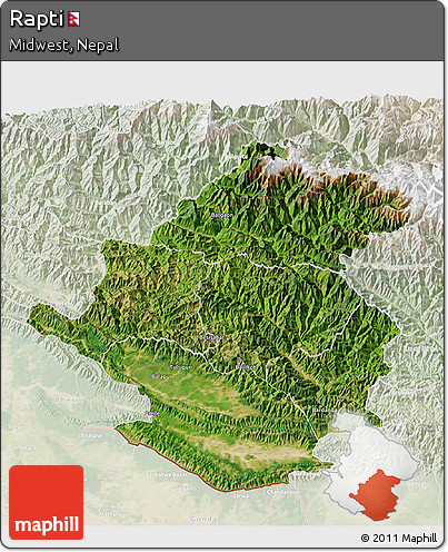 Satellite 3D Map of Rapti, lighten