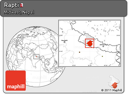 Blank Location Map of Rapti, highlighted parent region