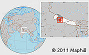 Gray Location Map of Rapti, highlighted country, highlighted parent region, within the entire country