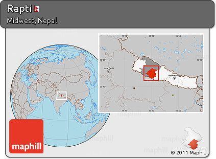 Gray Location Map of Rapti, highlighted country, highlighted parent region