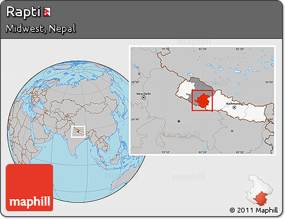 Gray Location Map of Rapti, highlighted country, highlighted parent region