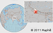 Gray Location Map of Rapti, highlighted parent region, within the entire country, hill shading