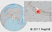 Gray Location Map of Rapti, highlighted parent region, hill shading