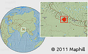 Savanna Style Location Map of Rapti, hill shading