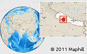 Shaded Relief Location Map of Rapti, highlighted country