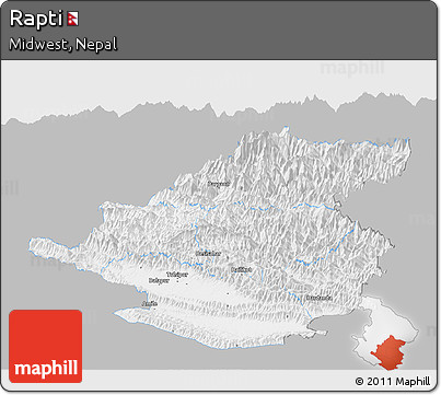 Gray Panoramic Map of Rapti, single color outside