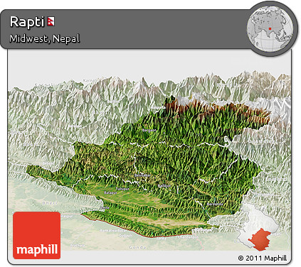 Satellite Panoramic Map of Rapti, lighten