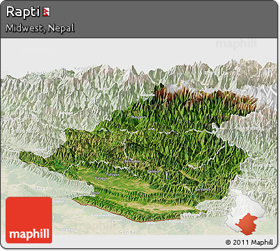 Satellite Panoramic Map of Rapti, lighten