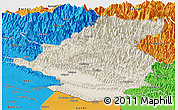 Shaded Relief Panoramic Map of Rapti, political outside