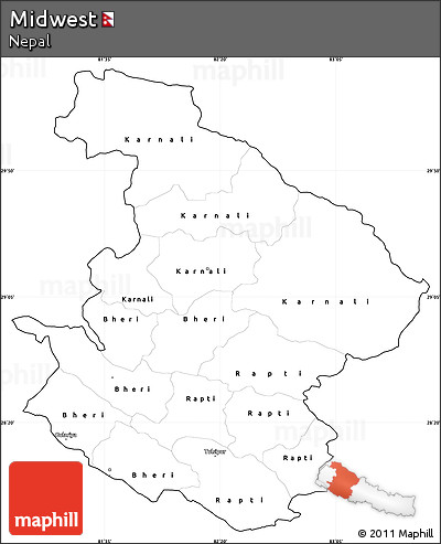 Blank Simple Map of Midwest, cropped outside
