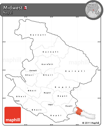 Blank Simple Map of Midwest, cropped outside