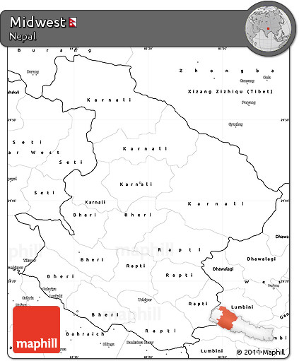 Blank Simple Map of Midwest