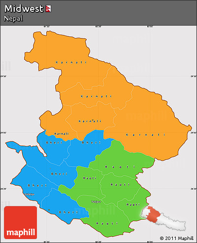 Political Simple Map of Midwest, cropped outside