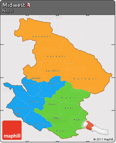 Political Simple Map of Midwest, cropped outside