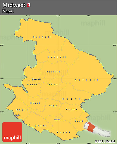 Savanna Style Simple Map of Midwest, cropped outside