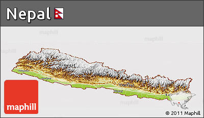 Physical Panoramic Map of Nepal, cropped outside