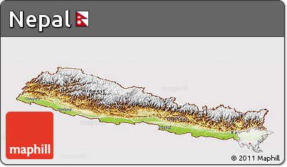 Physical Panoramic Map of Nepal, cropped outside