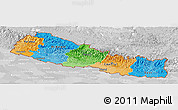 Political Panoramic Map of Nepal, lighten, desaturated