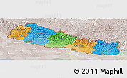 Political Panoramic Map of Nepal, lighten, semi-desaturated