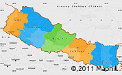 Political Simple Map of Nepal, single color outside, borders and labels