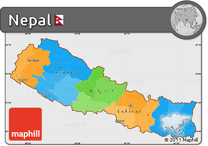 Political Simple Map of Nepal, single color outside