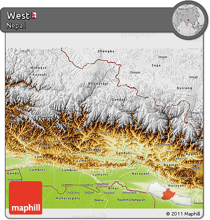 Physical 3D Map of West