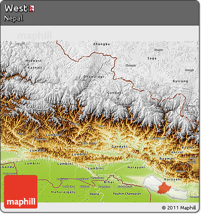 Physical 3D Map of West