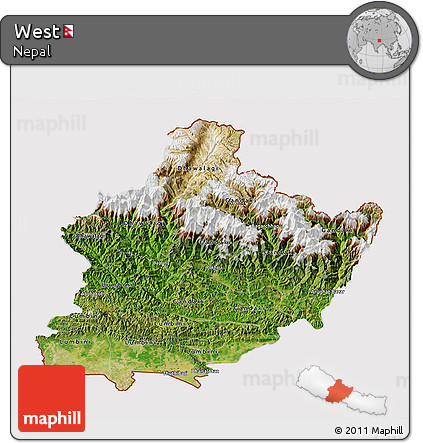 Satellite 3D Map of West, cropped outside