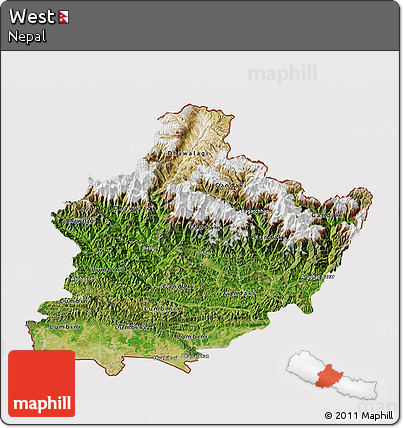 Satellite 3D Map of West, cropped outside