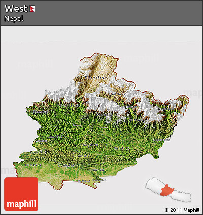 Satellite 3D Map of West, cropped outside