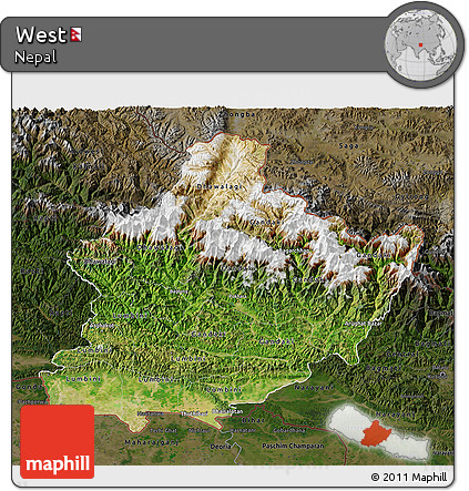 Satellite 3D Map of West, darken