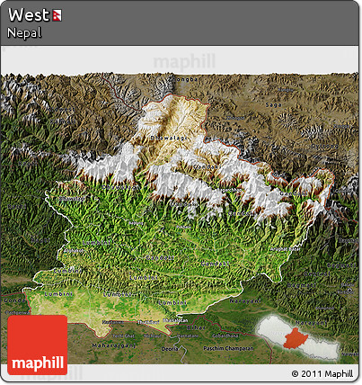 Satellite 3D Map of West, darken