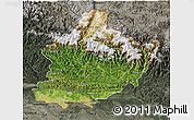 Satellite 3D Map of West, darken, semi-desaturated