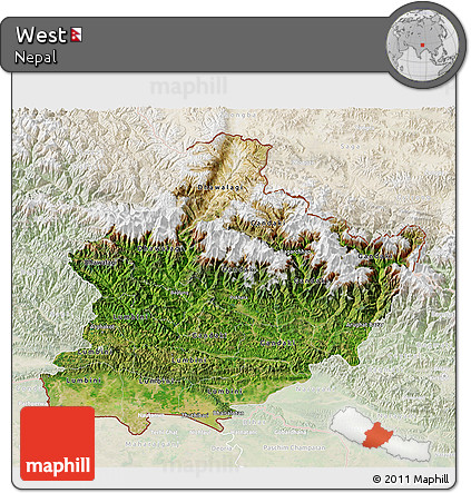 Satellite 3D Map of West, lighten