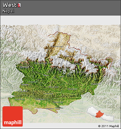 Satellite 3D Map of West, lighten