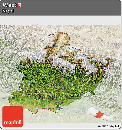 Satellite 3D Map of West, lighten