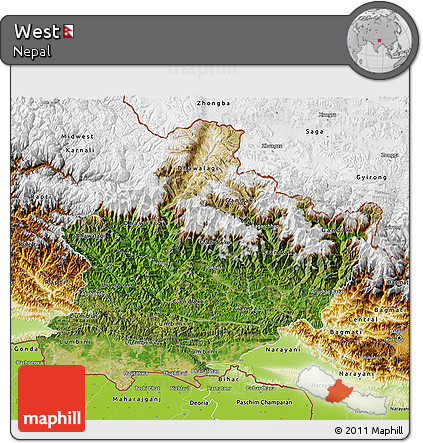 Satellite 3D Map of West, physical outside