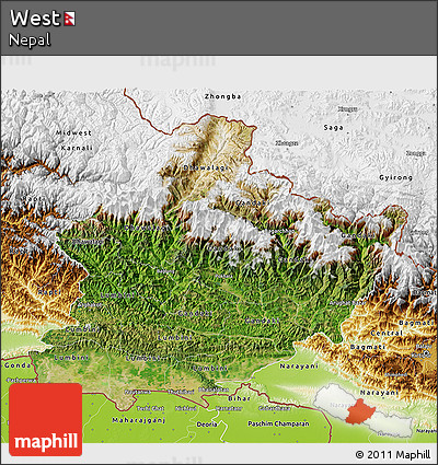 Satellite 3D Map of West, physical outside