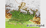 Satellite 3D Map of West, physical outside