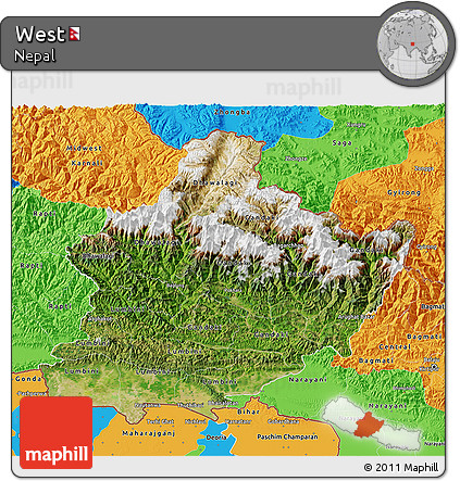 Satellite 3D Map of West, political outside