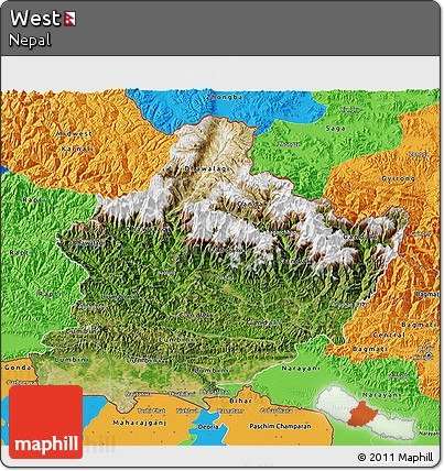 Satellite 3D Map of West, political outside