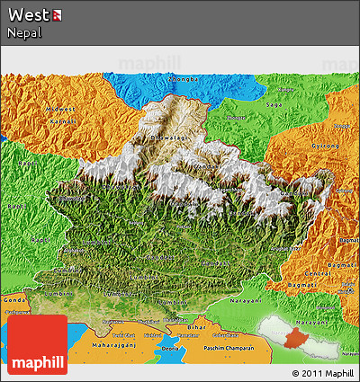 Satellite 3D Map of West, political outside
