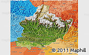 Satellite 3D Map of West, political shades outside