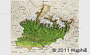 Satellite 3D Map of West, shaded relief outside