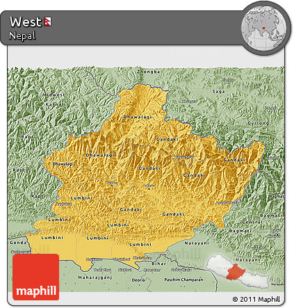 Savanna Style 3D Map of West