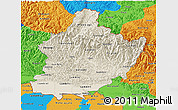 Shaded Relief 3D Map of West, political outside