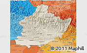 Shaded Relief 3D Map of West, political shades outside