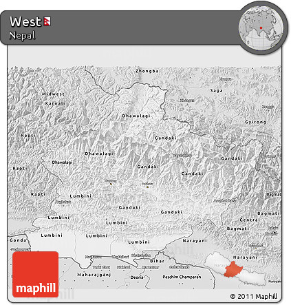 Silver Style 3D Map of West