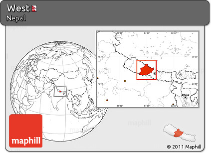 Blank Location Map of West, within the entire country