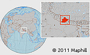 Gray Location Map of West, within the entire country, hill shading